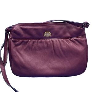 Vintage Etienne Aigner Handbag Purse Oxblood Burgundy Leather Zip Top W/ Strap